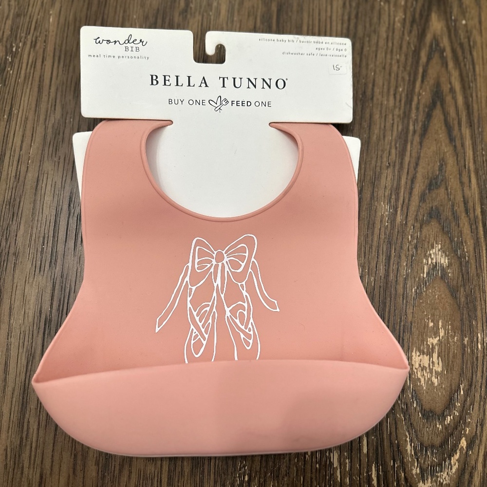 Bella Tunno Bow Ballet Slippers Pink Silicone Baby Bib